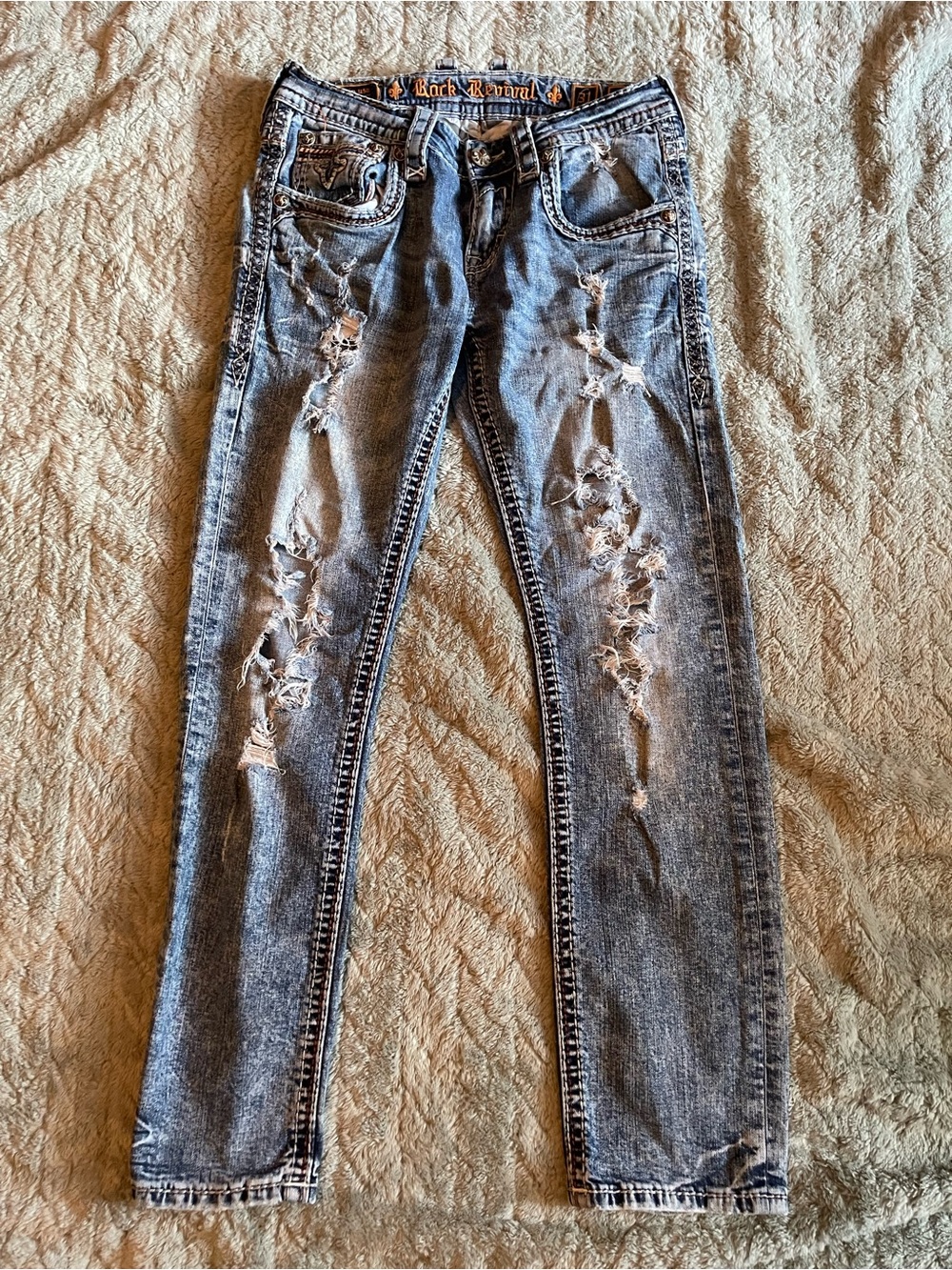 Men’s Rock Revival Distressed Jeans Size 31